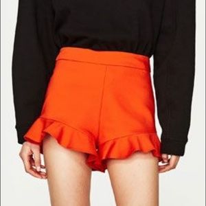 Orange Ruffle Shorts